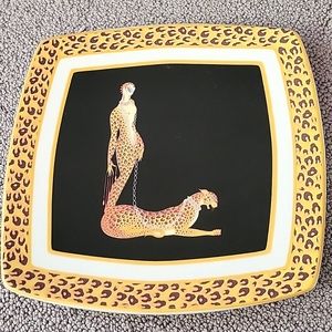 Art Deco "Wild Cat" glass plate by Otalian Ceramics Company I.C.C.